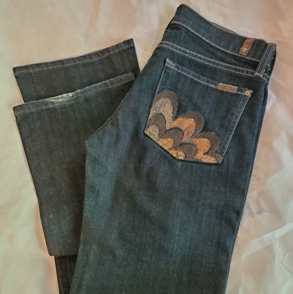7FAM Peacock Pocket Bootcut Jeans Sz 28